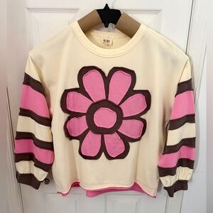 BiBi Cream and Pink Floral Top